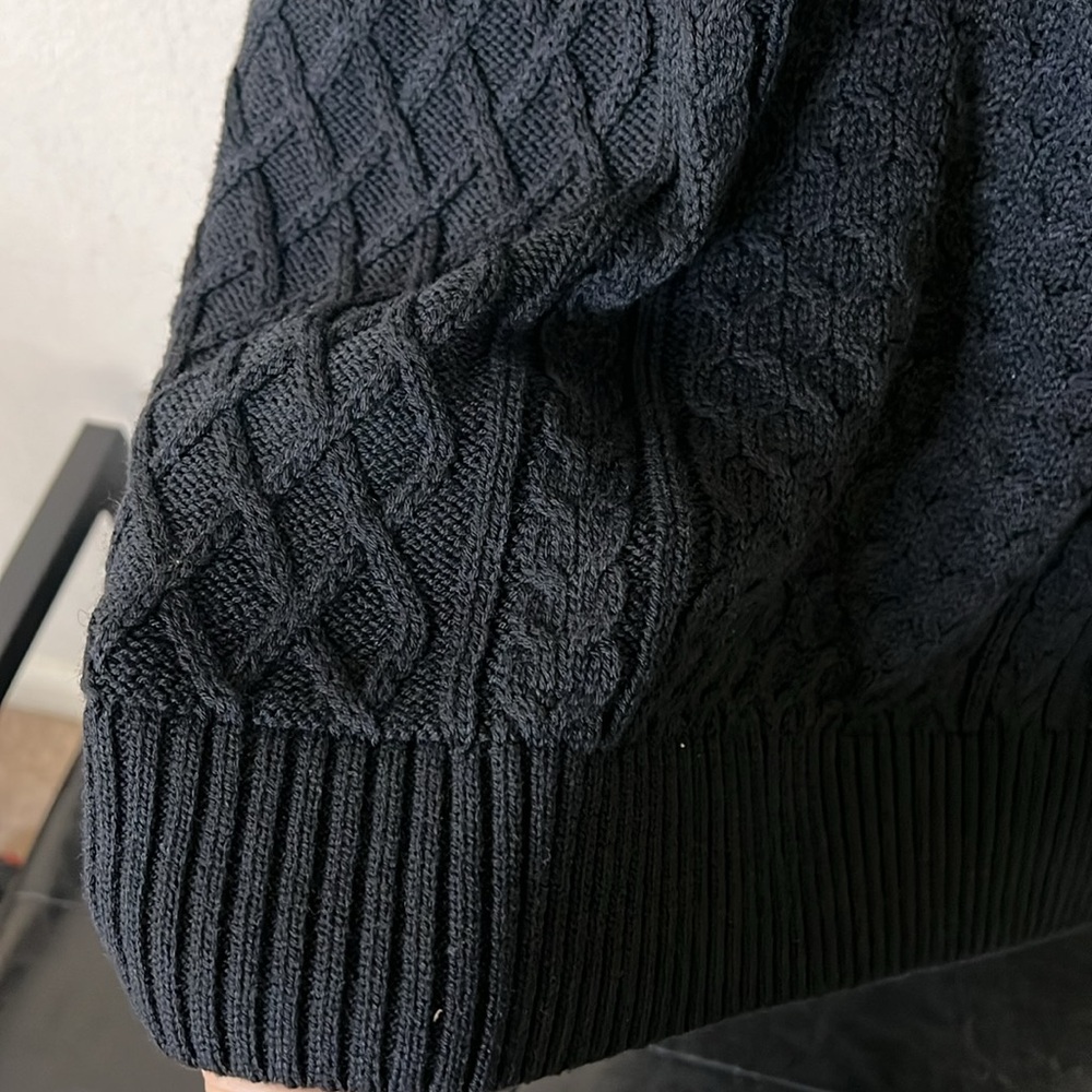 Nike Cable Knit Sweater Turtleneck Black Size Medium Mens Loose Fit - Picture 6 of 16